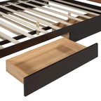 Lit plateforme Queen Wood avec 2 tiroirs de rangement et lit gigogne double XL