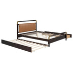 Lit plateforme Queen Wood avec 2 tiroirs de rangement et lit gigogne double XL