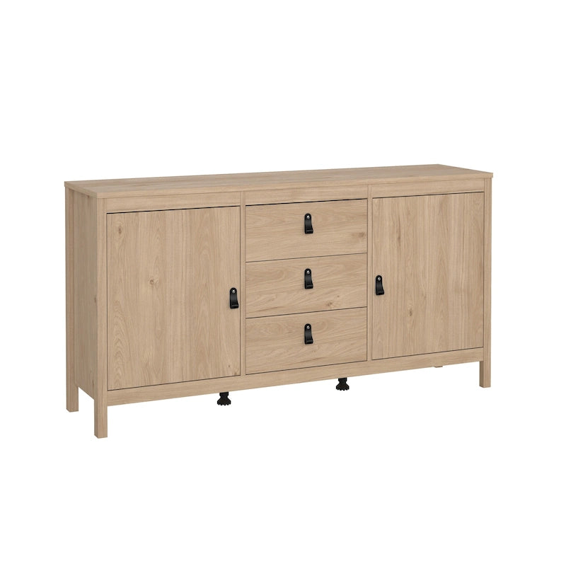 Buffet 2 portes avec 3 tiroirs | Meuble de rangement de style transitionnel