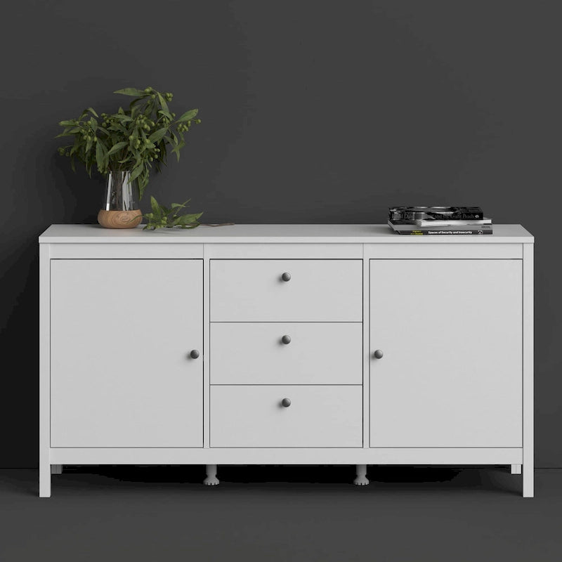 Buffet 2 portes avec 3 tiroirs | Meuble de rangement de style transitionnel