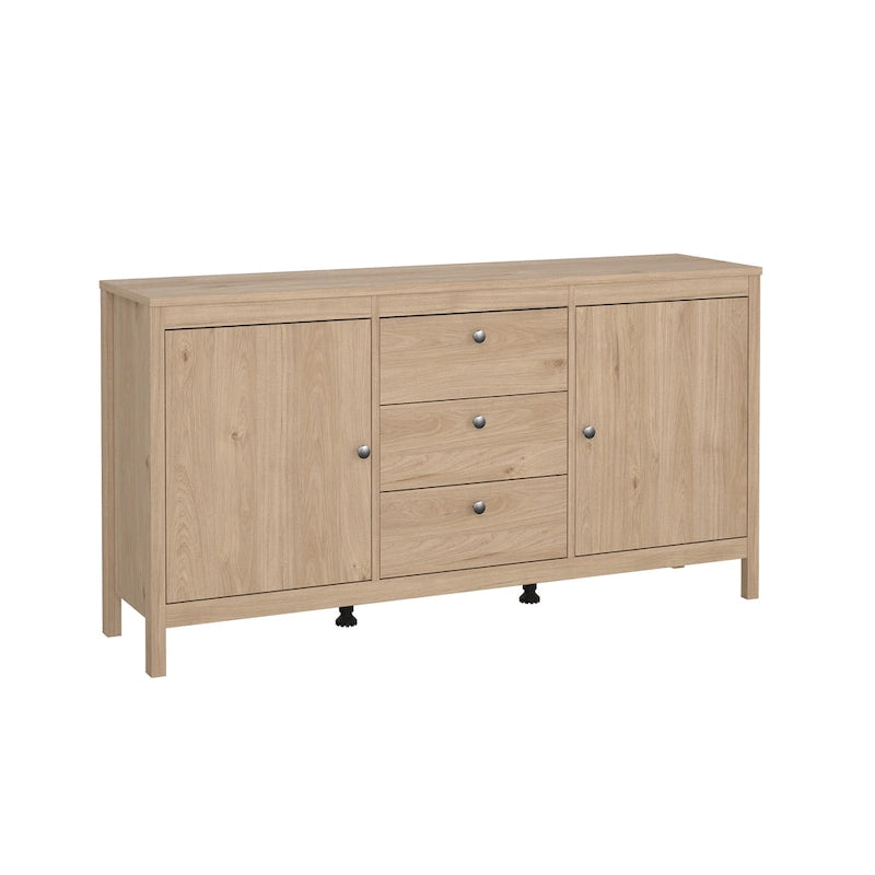 Buffet 2 portes avec 3 tiroirs | Meuble de rangement de style transitionnel