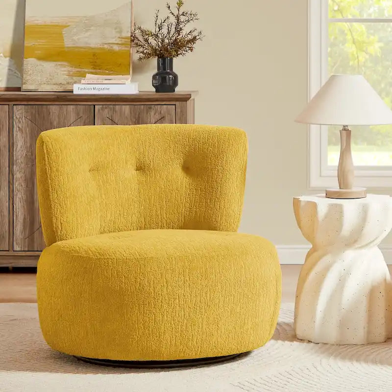 Fauteuil d'appoint pivotant en flanelle | Rotation à 360° | Salon moderne