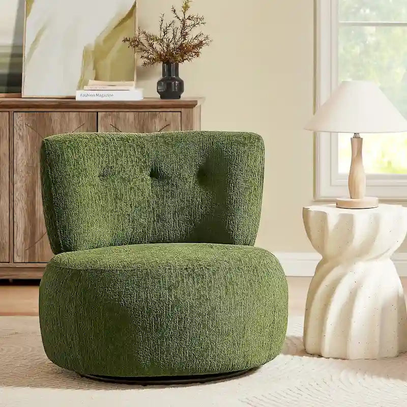 Fauteuil d'appoint pivotant en flanelle | Rotation à 360° | Salon moderne