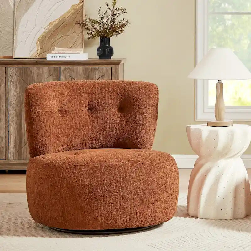 Fauteuil d'appoint pivotant en flanelle | Rotation à 360° | Salon moderne