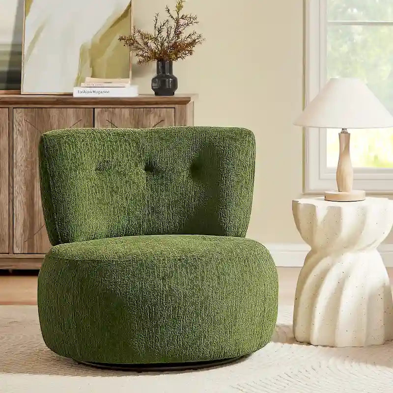 Fauteuil d'appoint pivotant en flanelle | Rotation à 360° | Salon moderne