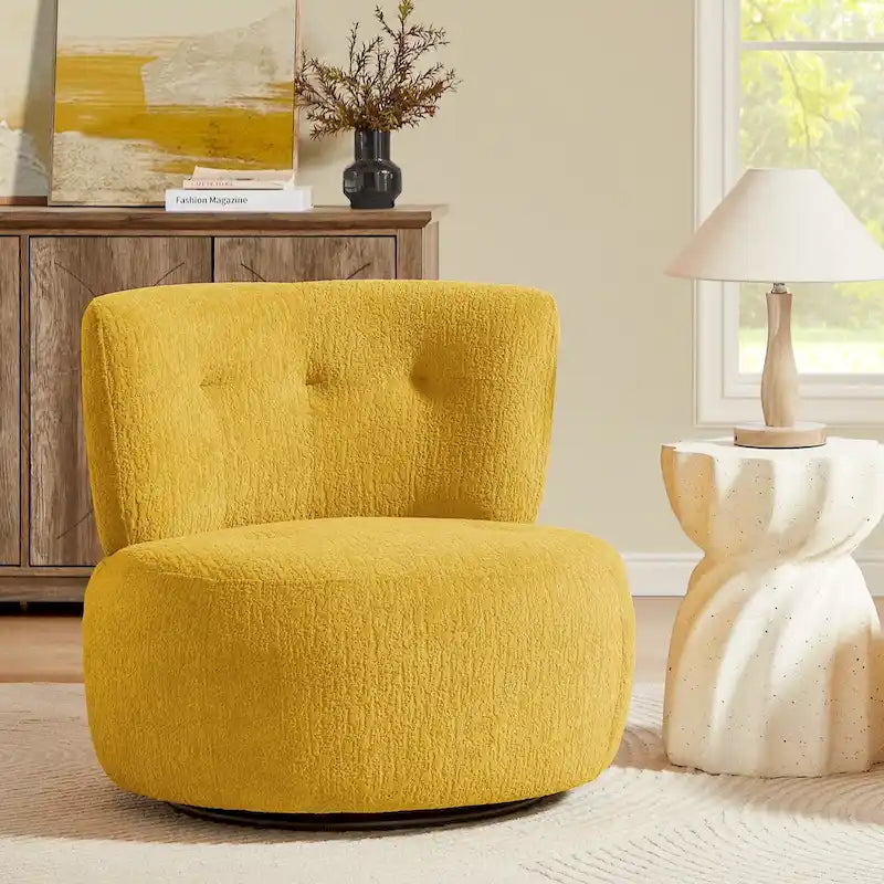 Fauteuil d'appoint pivotant en flanelle | Rotation à 360° | Salon moderne