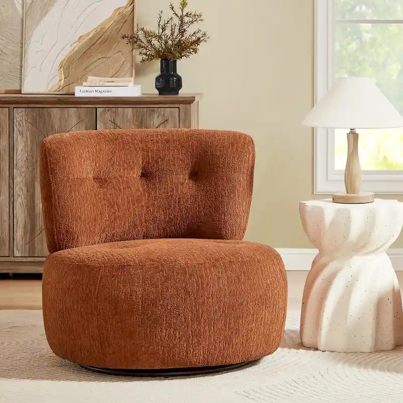 Fauteuil d'appoint pivotant en flanelle | Rotation à 360° | Salon moderne