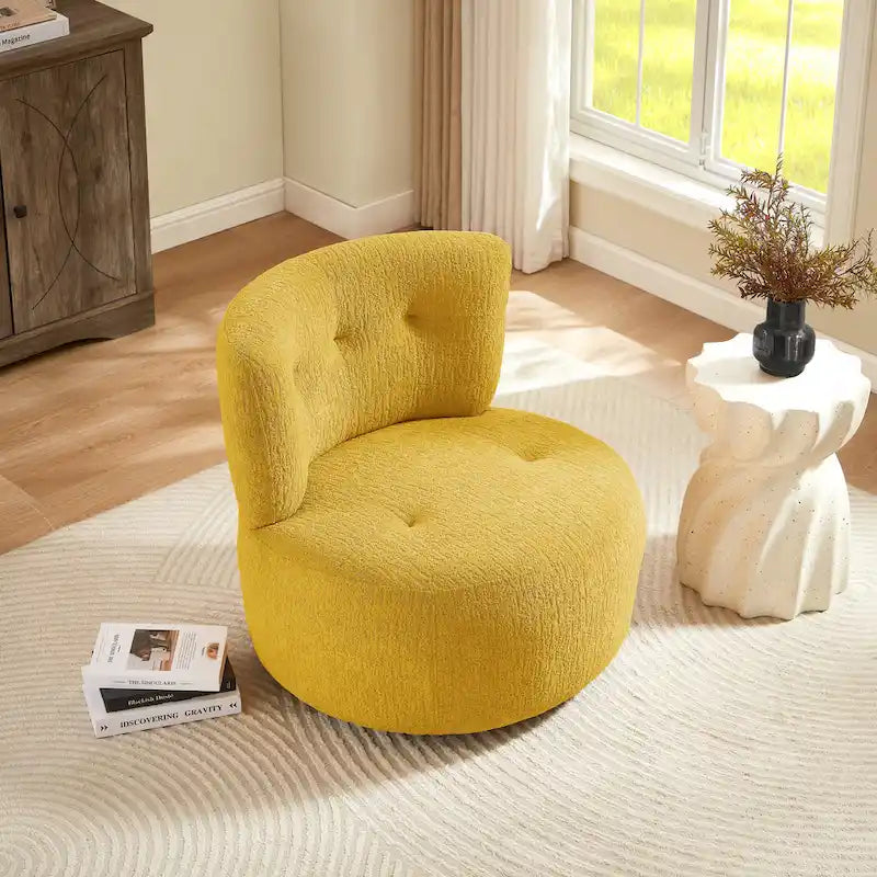 Fauteuil d'appoint pivotant en flanelle | Rotation à 360° | Salon moderne