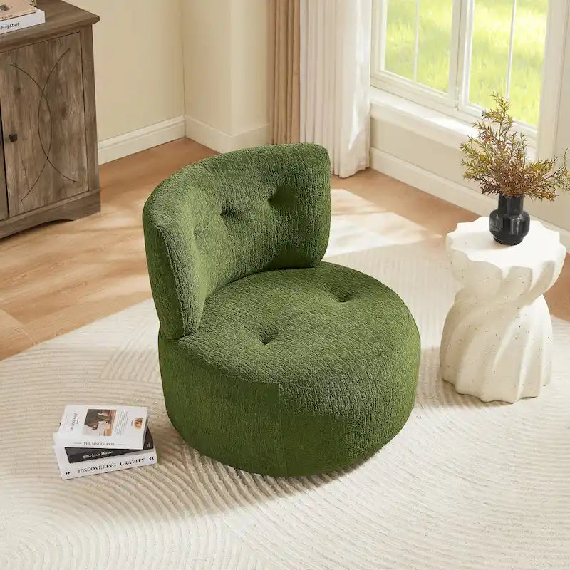 Fauteuil d'appoint pivotant en flanelle | Rotation à 360° | Salon moderne