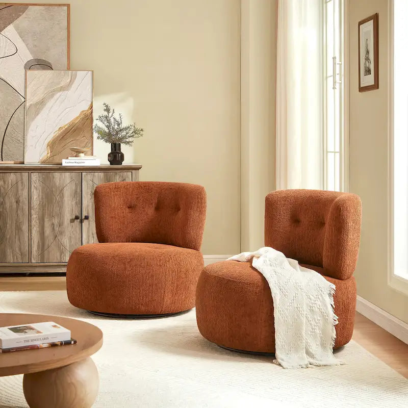 Fauteuil d'appoint pivotant en flanelle | Rotation à 360° | Salon moderne