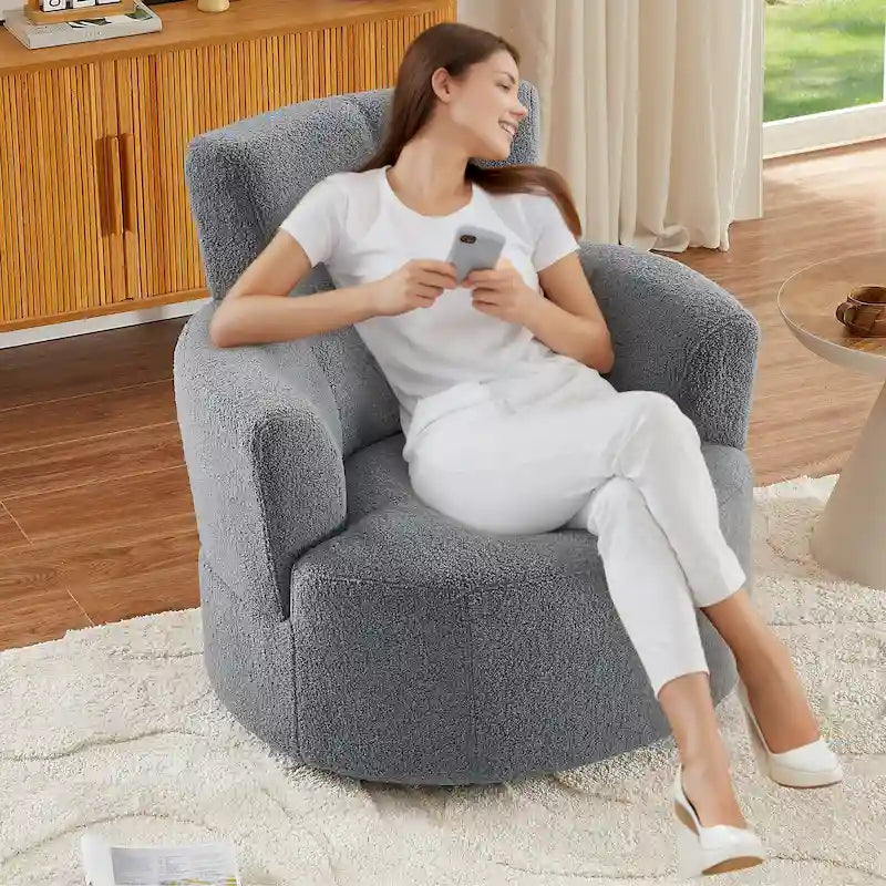Fauteuil pivotant 360° en tissu | Fauteuil d'appoint rond pour salon