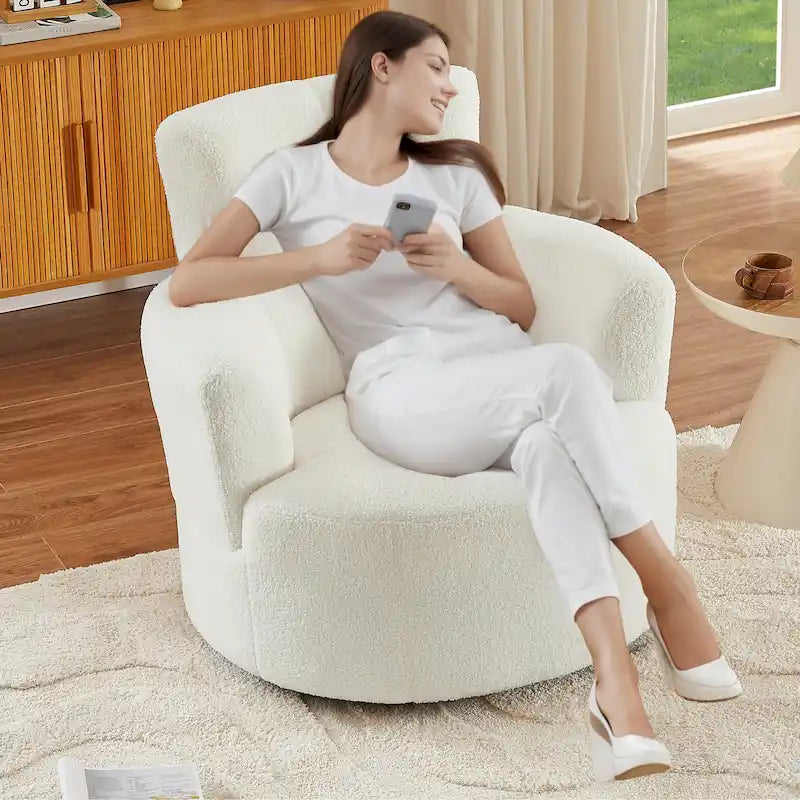 Fauteuil pivotant 360° en tissu | Fauteuil d'appoint rond pour salon