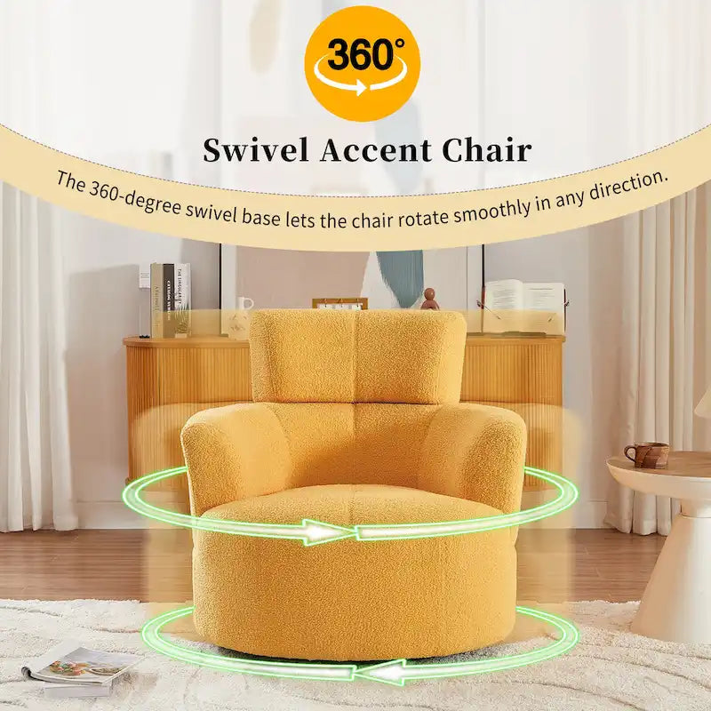 Fauteuil pivotant 360° en tissu | Fauteuil d'appoint rond pour salon