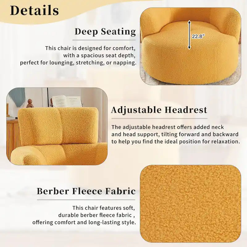 Fauteuil pivotant 360° en tissu | Fauteuil d'appoint rond pour salon