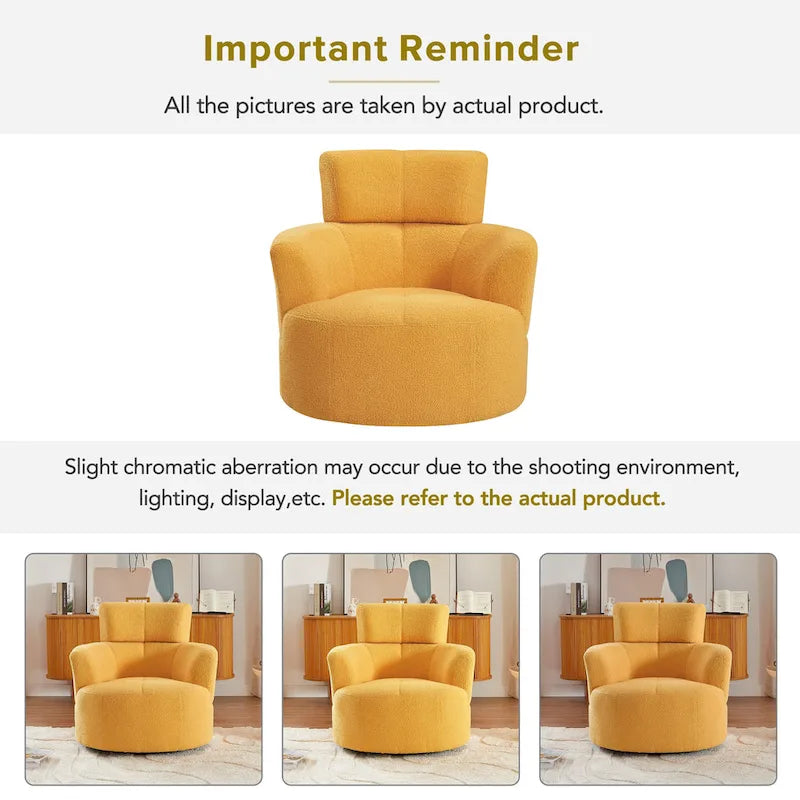 Fauteuil pivotant 360° en tissu | Fauteuil d'appoint rond pour salon