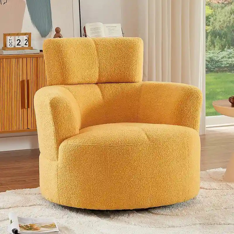 Fauteuil pivotant 360° en tissu | Fauteuil d'appoint rond pour salon