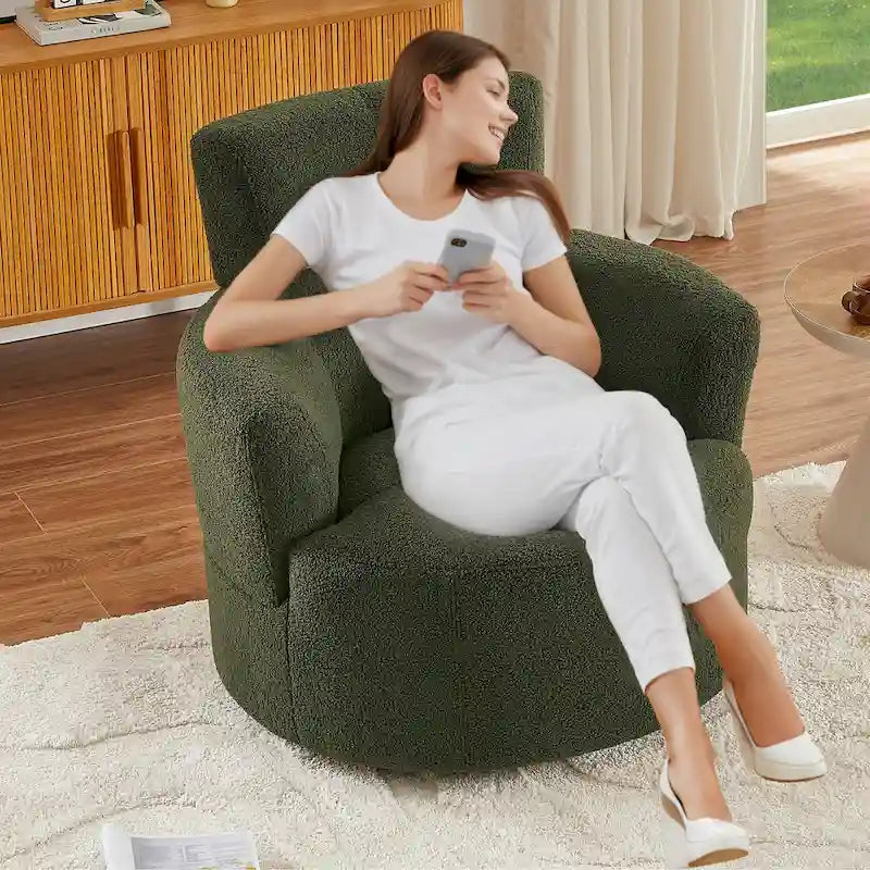 Fauteuil pivotant 360° en tissu | Fauteuil d'appoint rond pour salon