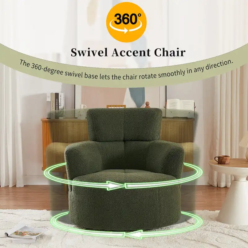 Fauteuil pivotant 360° en tissu | Fauteuil d'appoint rond pour salon