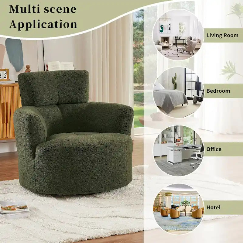 Fauteuil pivotant 360° en tissu | Fauteuil d'appoint rond pour salon