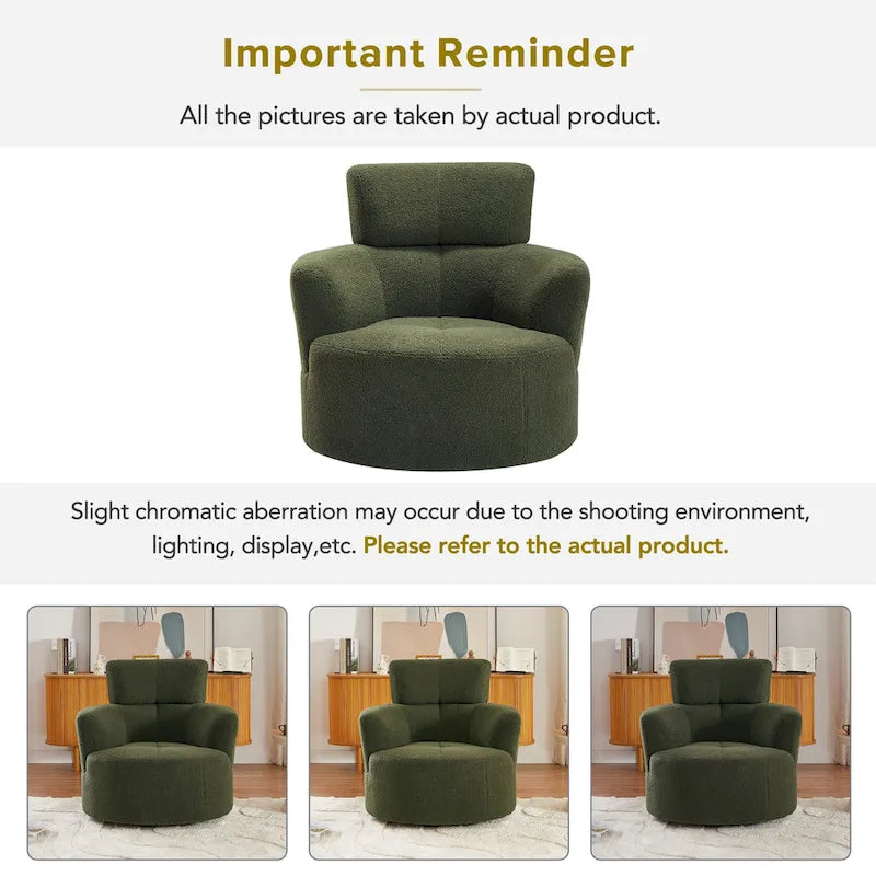 Fauteuil pivotant 360° en tissu | Fauteuil d'appoint rond pour salon