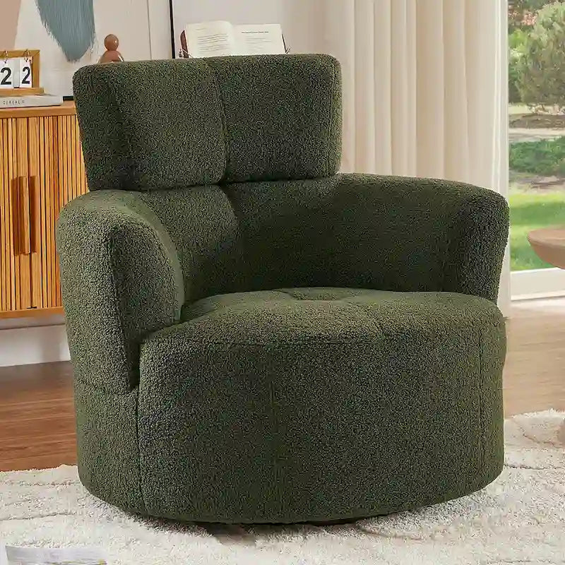 Fauteuil pivotant 360° en tissu | Fauteuil d'appoint rond pour salon