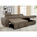 Canapé d'angle convertible de 246 cm en forme de L avec méridienne de rangement et appuie-têtes réglables