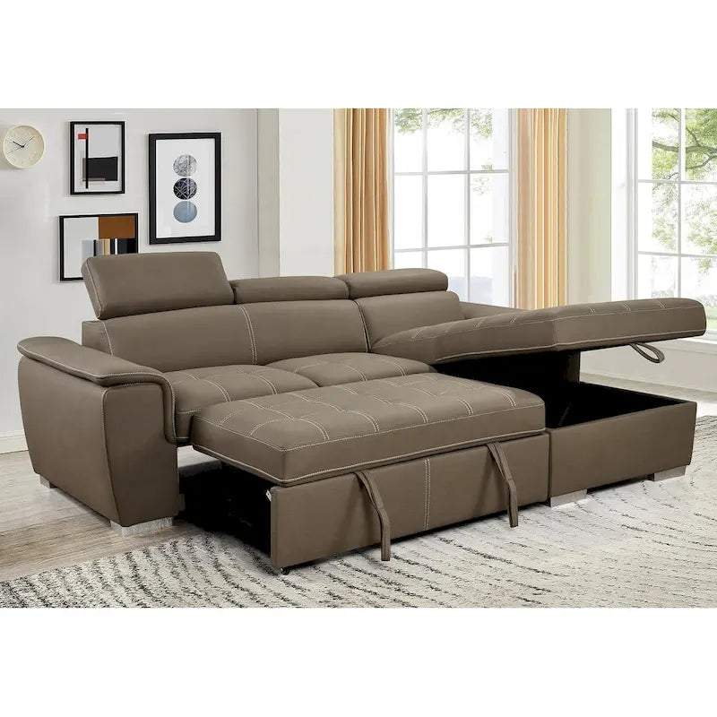 Canapé d'angle convertible de 246 cm en forme de L avec méridienne de rangement et appuie-têtes réglables