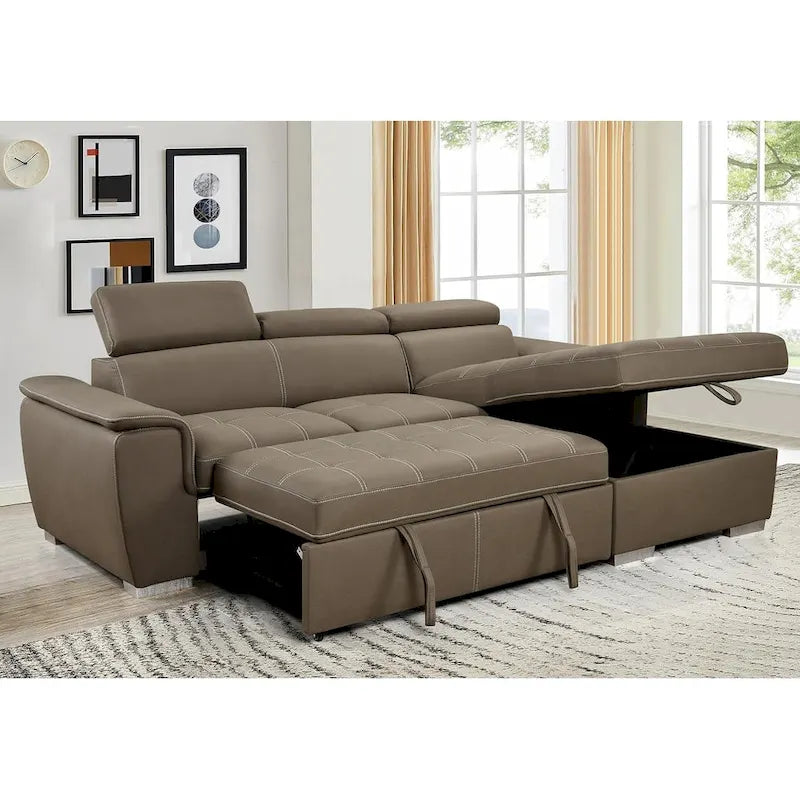 Canapé d'angle convertible de 246 cm en forme de L avec méridienne de rangement et appuie-têtes réglables