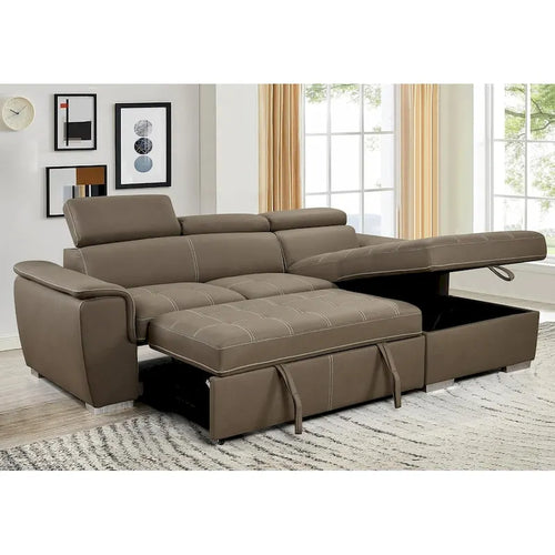 Canapé d'angle convertible de 246 cm en forme de L avec méridienne de rangement et appuie-têtes réglables