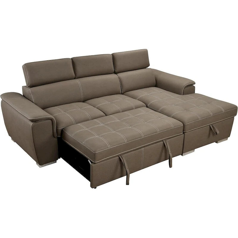Canapé d'angle convertible de 246 cm en forme de L avec méridienne de rangement et appuie-têtes réglables