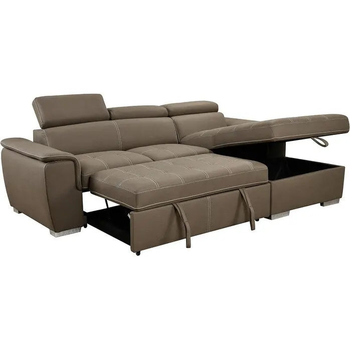 Canapé d'angle convertible de 246 cm en forme de L avec méridienne de rangement et appuie-têtes réglables