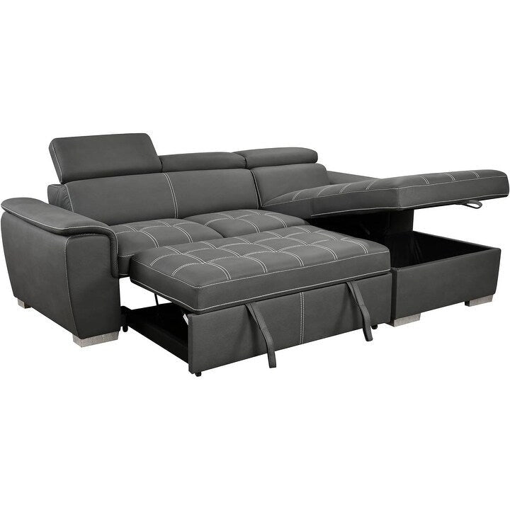 Canapé d'angle convertible de 246 cm en forme de L avec méridienne de rangement et appuie-têtes réglables