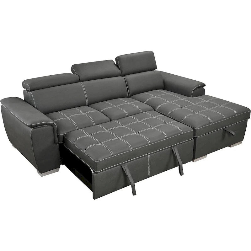 Canapé d'angle convertible de 246 cm en forme de L avec méridienne de rangement et appuie-têtes réglables