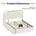 Lit plateforme queen en velours avec tête de lit capitonnée | Chambre glamour