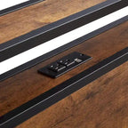 Lit plateforme en métal format double avec tête et pied de lit en bois | Port de chargement USB