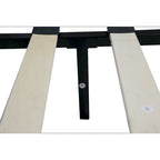 Lit plateforme rembourré Queen | Tête de lit en tissu de lin gris | Support à lattes | Pas besoin de sommier tapissier