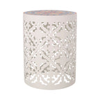 Guéridon d'appoint intérieur en dentelle ajourée avec plateau décoratif en carreaux | Table d'appoint bohème