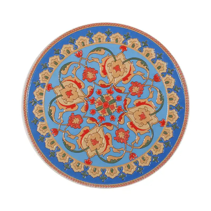 Guéridon d'appoint intérieur en dentelle ajourée avec plateau décoratif en carreaux | Table d'appoint bohème