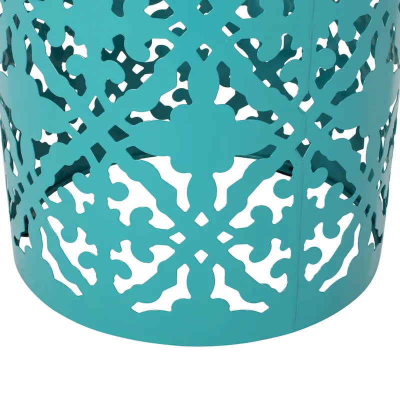 Guéridon d'appoint intérieur en dentelle ajourée avec plateau décoratif en carreaux | Table d'appoint bohème