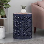 Guéridon d'appoint intérieur en dentelle ajourée avec plateau décoratif en carreaux | Table d'appoint bohème