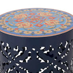 Guéridon d'appoint intérieur en dentelle ajourée avec plateau décoratif en carreaux | Table d'appoint bohème