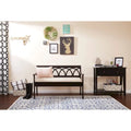 OS Home and Office Furniture Coventry Storage Bench in Antique Black Frame and Beige Seat Cushion K/D