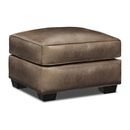 Repose-pied et table basse traditionnels en cuir vieilli pleine fleur