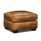 Repose-pied et table basse traditionnels en cuir vieilli pleine fleur