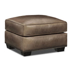 Repose-pied et table basse traditionnels en cuir vieilli pleine fleur