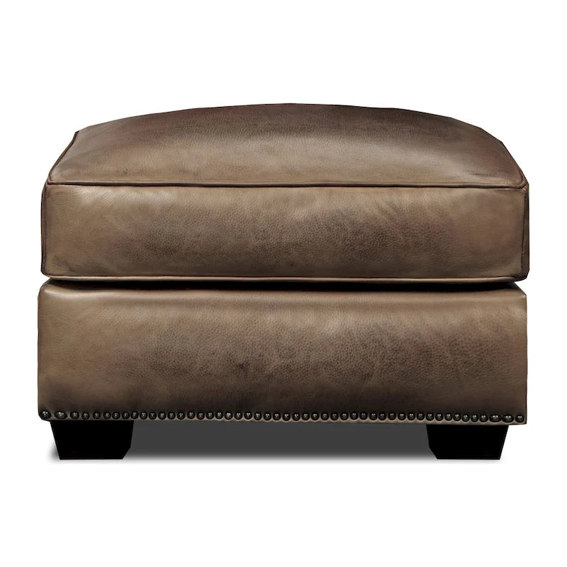 Repose-pied et table basse traditionnels en cuir vieilli pleine fleur