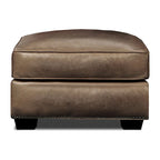 Repose-pied et table basse traditionnels en cuir vieilli pleine fleur