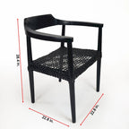 Fauteuil d'appoint en teck avec assise en cuir tressé | Style naturel bohème
