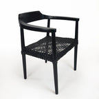 Fauteuil d'appoint en teck avec assise en cuir tressé | Style naturel bohème