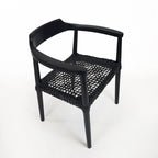 Fauteuil d'appoint en teck avec assise en cuir tressé | Style naturel bohème